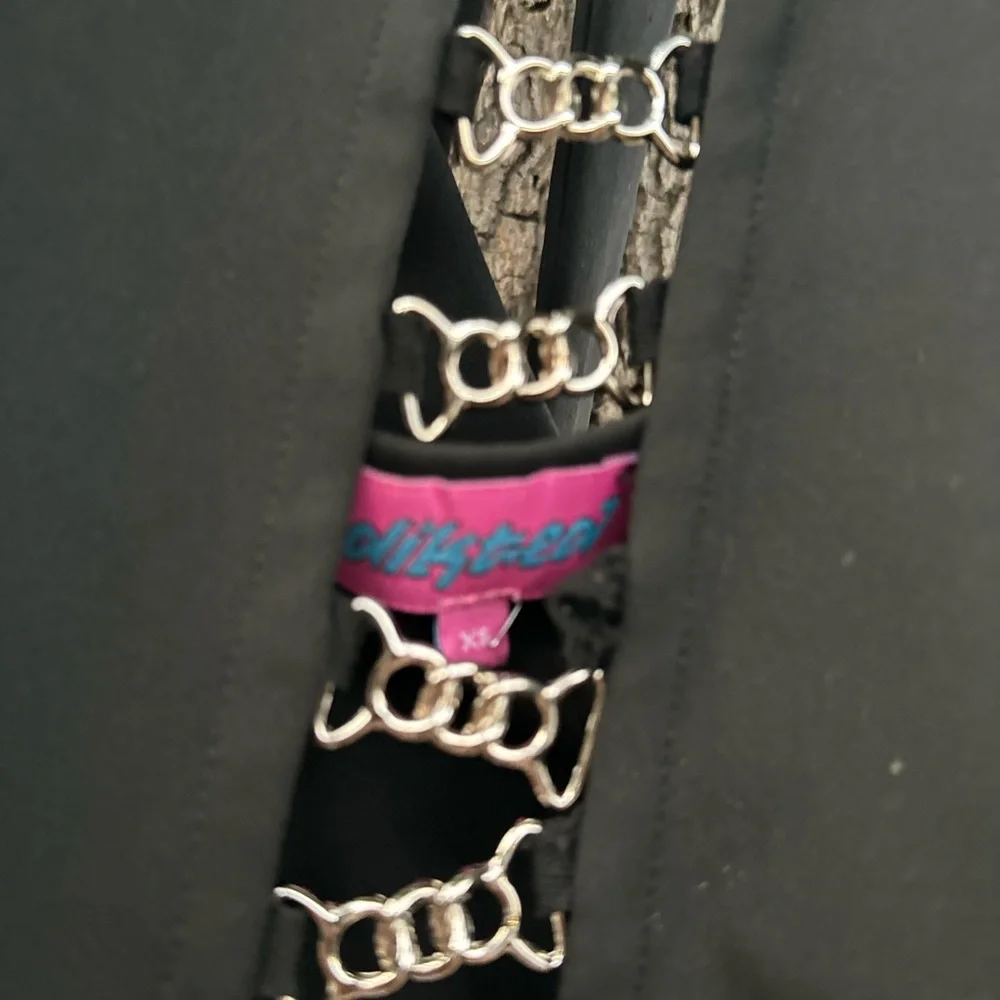 Edikted Goth Grunge Black Halter with Silver Chain Accents - Picture 2 of 7